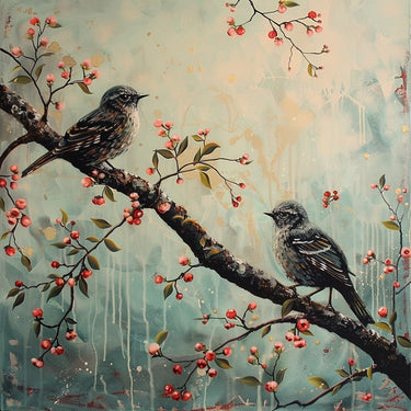 Canvas of Birds on a Branch